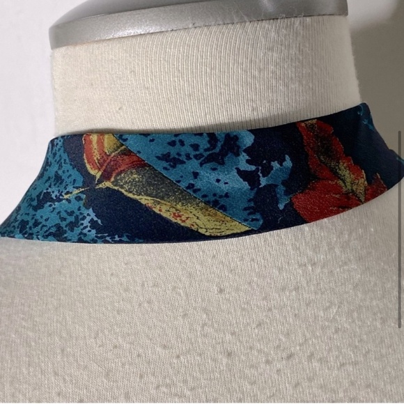 Vintage Boss Hugo Boss Leaf Print Silk Tie - Picture 4 of 8